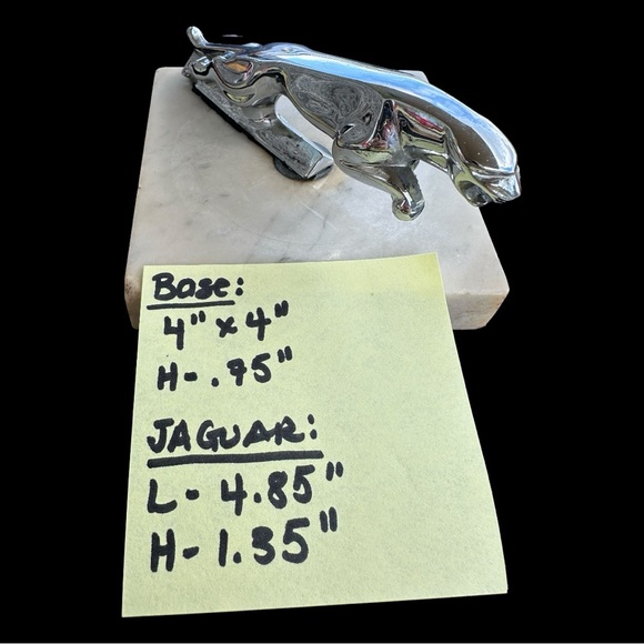 VINTAGE JAGUAR CHROME HOOD ORNAMENT MARBLE MOUNTED - Picture 16 of 16
